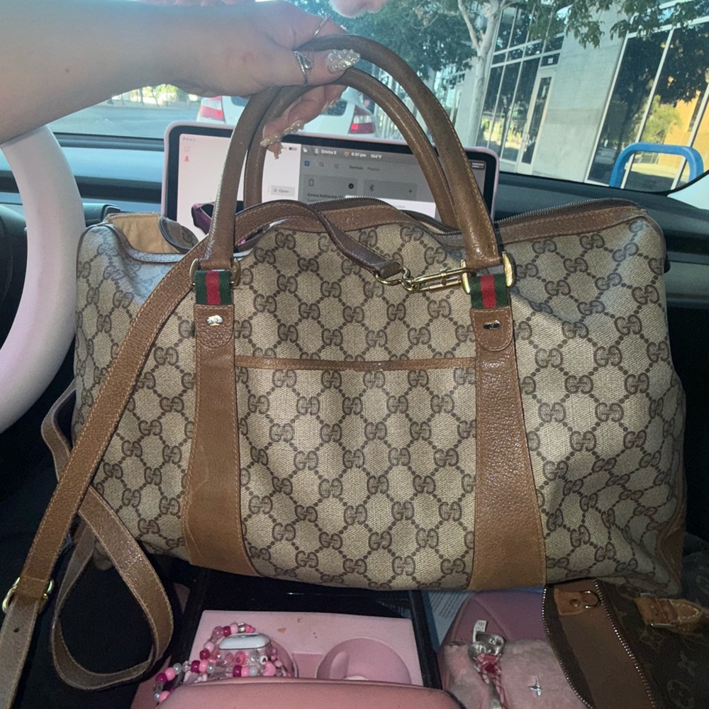 Gucci Beige and Brown Monogram Travel Bag